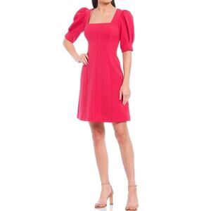 Eliza J Hot Pink Puff Sleeve Mini Dress Size 2 Formal Professional